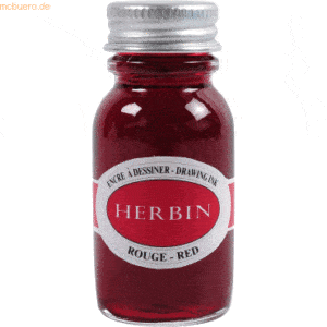 5 x Herbin Zeichentinte Flakon 15ml rot