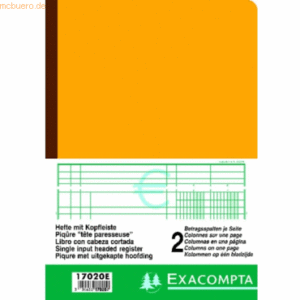 Exacompta Spaltenbuch A4 Karton mit Kopfleiste 2 Spalten 40 Blatt