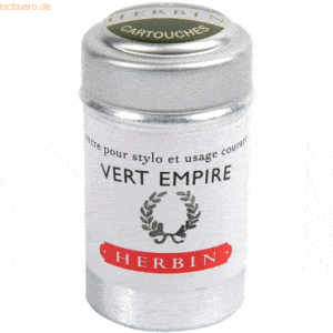 6 x Herbin Tintenpatronen VE=Dose mit 6 Stück lorbeergrün