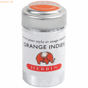 6 x Herbin Tintenpatronen VE=Dose mit 6 Stück Indisch orange