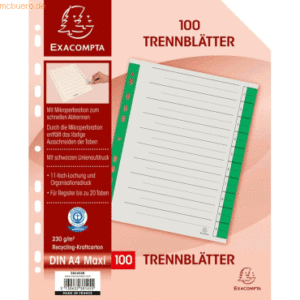 Exacompta Trennblatt A4 230g/qm Karton (RC) VE=100 Stück grün