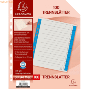 Exacompta Trennblatt A4 230g/qm Karton (RC) VE=100 Stück blau