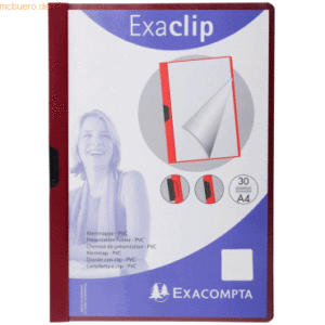 25 x Exacompta Cliphefter Exa-Clip A4 PVC 30 Blatt bordeaux
