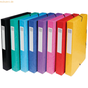 8 x Exacompta Sammelbox A4 40mm Manila-Karton farbig sortiert