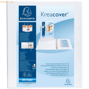 10 x Exacompta Präsentationsringbuch Kreacover A4+ 25mm 4 Ringe weiß