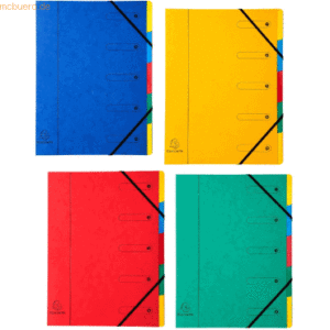 8 x Exacompta Ordnungsmappe A4 5-teilig mit Gummizug farbig sortiert