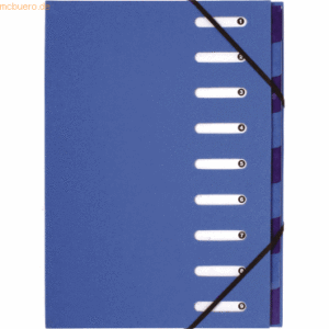 6 x Exacompta Ordnungsmappe A4 9-teilig blau