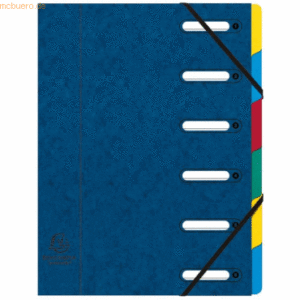 8 x Exacompta Ordnungsmappe A4 6-teilig mit Gummizug blau