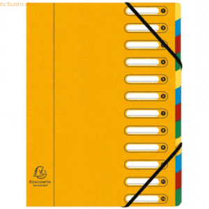 6 x Exacompta Ordnungsmappe A4 12-teilig mit Gummizug gelb
