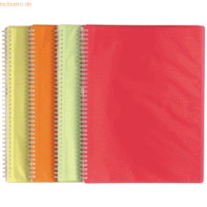 6 x Exacompta Sichtbuch Linicolor A4 mit Spirale 40 Hüllen farbig sort
