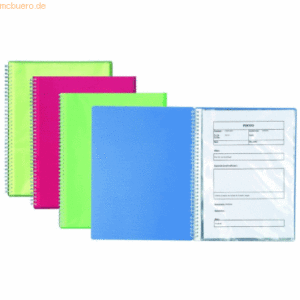 6 x Exacompta Sichtbuch Linicolor A4 mit Spirale 30 Hüllen farbig sort