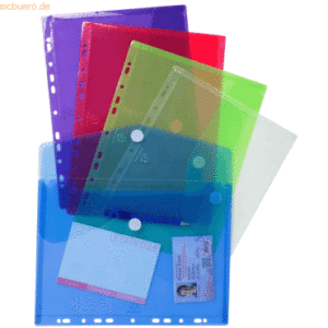 Exacompta Prospekttasche mit Klettverschluss gelocht A4 farbig sortier
