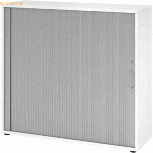 mcbuero.de Rollladenschrank 3OH BxTxH 120x40x110cm Griff BS Weiß/Silbe