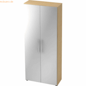 mcbuero.de Schrank Basic 5 OH BxTxH 80x33x188cm Griff BM Ahorn/Silber