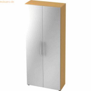 mcbuero.de Schrank Basic 5 OH BxTxH 80x33x188cm Griff BM Buche/Silber