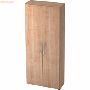 mcbuero.de Schrank Basic 5 OH BxTxH 80x33x188cm Griff BM Nussbaum/Nuss