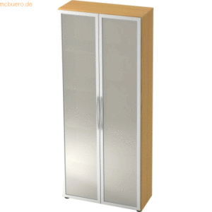 mcbuero.de Glastürenschrank Basic 5 OH BxTxH 80x33x188cm Griff BM Buch