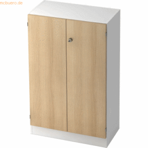 mcbuero.de Schrank Solid 3OH BxTxH 80x42x127cm Griff SG Weiß/Eiche