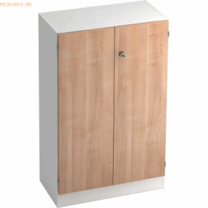 mcbuero.de Schrank Solid 3OH BxTxH 80x42x127cm Griff SG Weiß/Nussbaum