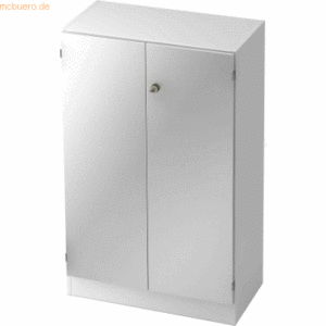 mcbuero.de Schrank Solid 3OH BxTxH 80x42x127cm Griff SG Weiß/Silber