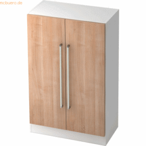 mcbuero.de Schrank Solid 3OH BxTxH 80x42x127cm Griff CE Weiß/Nussbaum