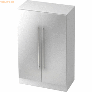 mcbuero.de Schrank Solid 3OH BxTxH 80x42x127cm Griff RE Weiß/Silber