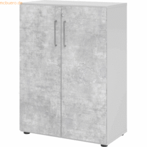 mcbuero.de Schrank Serie 9 3OH BxTxH 80x42x110cm Griff BS Ahorn/Beton