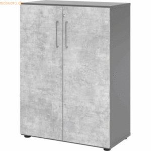 mcbuero.de Schrank Serie 9 3OH BxTxH 80x42x110cm Griff BS Graphit/Beto