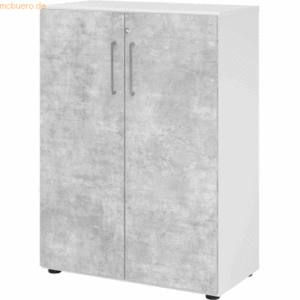 mcbuero.de Schrank Serie 9 3OH BxTxH 80x42x110cm Griff BS Weiß/Beton