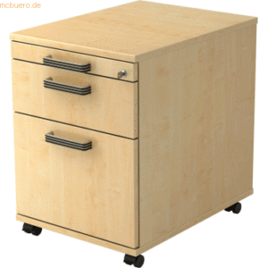 mcbuero.de Rollcontainer 58cm 1 Schub 1 Hängeregistratur Schloss Strei