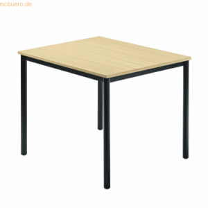 mcbuero.de Besprechungstisch 800x800mm Ahorn Fuß Vierkantrohr schwarz