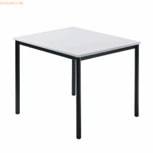 mcbuero.de Besprechungstisch 800x800mm Grau Fuß Vierkantrohr schwarz