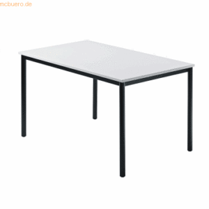 mcbuero.de Besprechungstisch 1200x800mm Grau Fuß Rundrohr schwarz