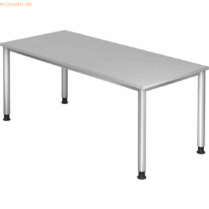 mcbuero.de Schreibtisch 4-Fuß-rund 180x80cm Grau/Silber