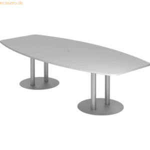 mcbuero.de Konferenztisch T-Serie 280x130/85cm Säulenfuß grau/silber