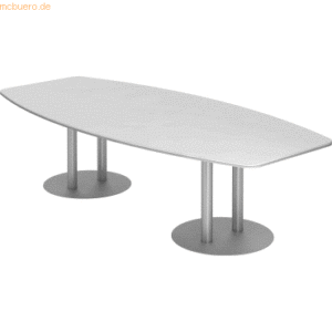 mcbuero.de Konferenztisch T-Serie 280x130/85cm Säulenfuß weiß/silber