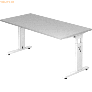 mcbuero.de Schreibtisch C-Fuß 160x80cm Grau/Weiß
