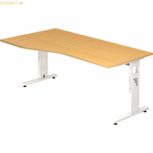 mcbuero.de Schreibtisch C-Fuß 180x100/80cm Buche/Weiß