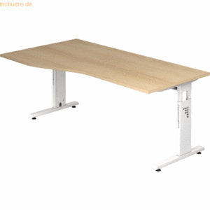 mcbuero.de Schreibtisch C-Fuß 180x100/80cm Eiche/Weiß