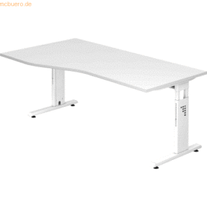 mcbuero.de Schreibtisch C-Fuß 180x100/80cm Weiß/Weiß