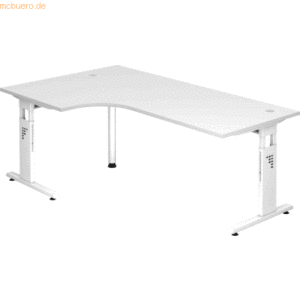 mcbuero.de Winkeltisch C-Fuß 200x120cm 90 Grad Weiß/Weiß