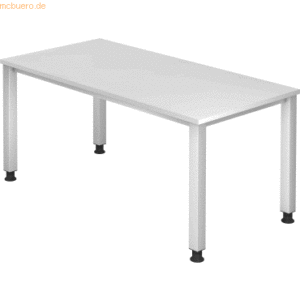 mcbuero.de Schreibtisch 4-Fuß eckig 160x80cm Weiß/Silber