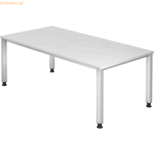 mcbuero.de Schreibtisch 4-Fuß eckig 200x100cm weiß/Silber