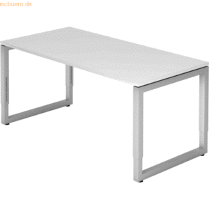 mcbuero.de Schreibtisch O-Fuß eckig 160x80cm Weiß/Silber