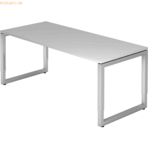 mcbuero.de Schreibtisch O-Fuß eckig 180x80cm Grau/Silber