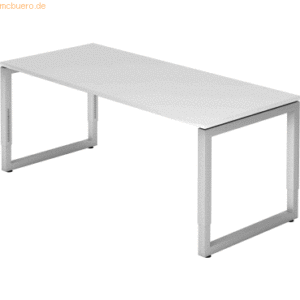 mcbuero.de Schreibtisch O-Fuß eckig 180x80cm Weiß/Silber