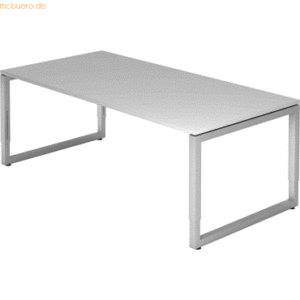 mcbuero.de Schreibtisch O-Fuß eckig 200x100cm Grau/Silber