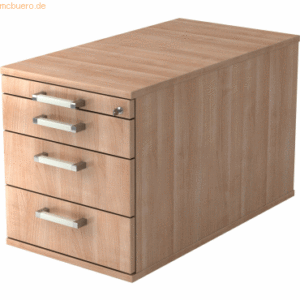 mcbuero.de Rollcontainer 80cm 3 Schub Schloss Chromgriff Nussbaum