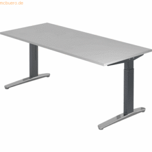 mcbuero.de Schreibtisch C-Fuß 180x80cm Grau/Graphit-Alu poliert