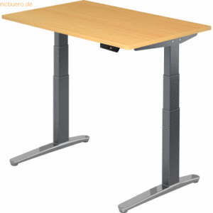 mcbuero.de Sitz-Steh-Schreibtisch elektrisch 120x80cm Buche/Graphit-al